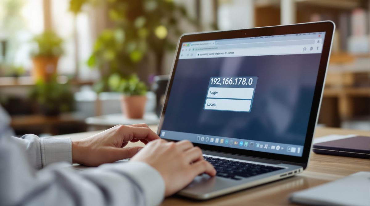 Person gibt 192.168.178.1 im Browser ein um das Router Admin Panel zu öffnen