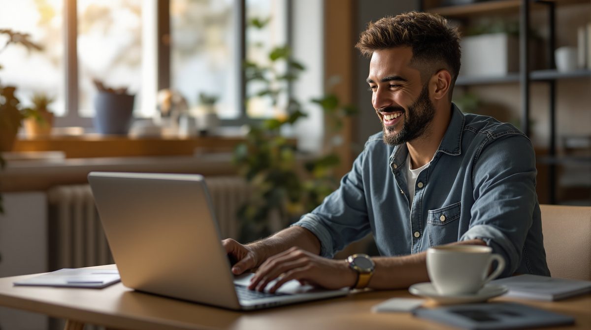 Person nutzt Amazon Prime kostenloser Trick am Laptop zu Hause