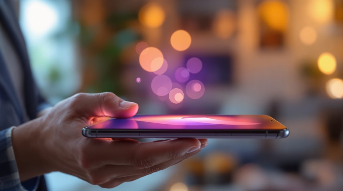 Daumen tippt auf Instagram-Navigationssymbol auf Smartphone-Display