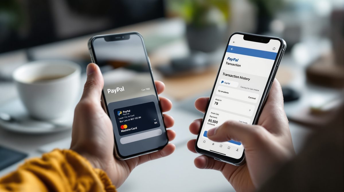 PayPal Transaktionshistorie auf dem Smartphone mit Mastercard-Buchung