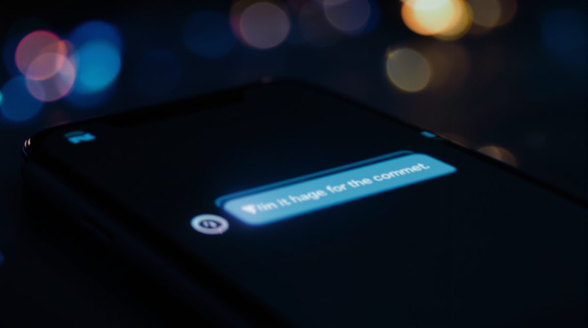 Nahaufnahme eines Uhr-Symbols neben einer Nachricht im Chat-Verlauf auf einem Smartphone-Display