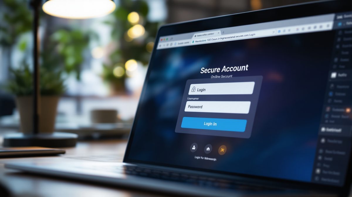 Laptop-Bildschirm zeigt die Witt Weiden Login-Seite mit Eingabefeldern für E-Mail und Passwort