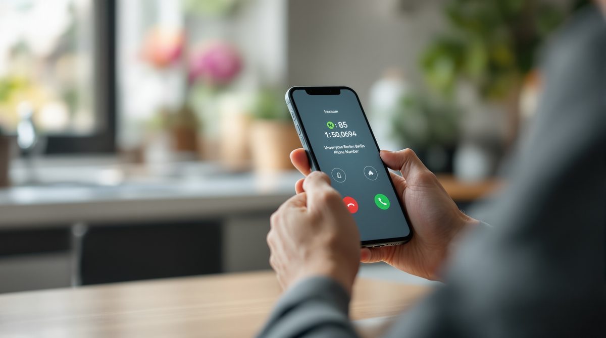 Person hält Smartphone mit eingehendem Anruf von der Berliner Nummer +49 30 22957920